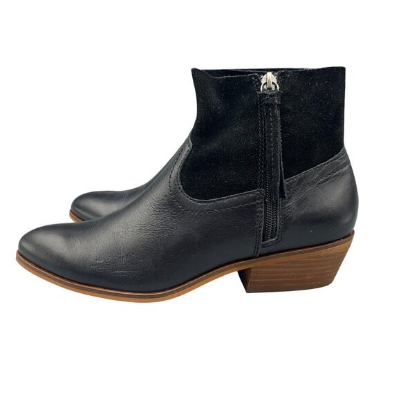 Frye & Co Womens Rubie Zip Bootie Size 8 Black Leather Ankle Boot Suede 70733 - Picture 6 of 10
